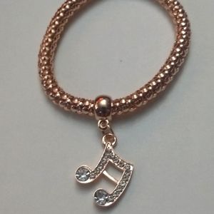 MUSIC NOTE BRACELET - Jewelry rhinestone gift stretch band gold